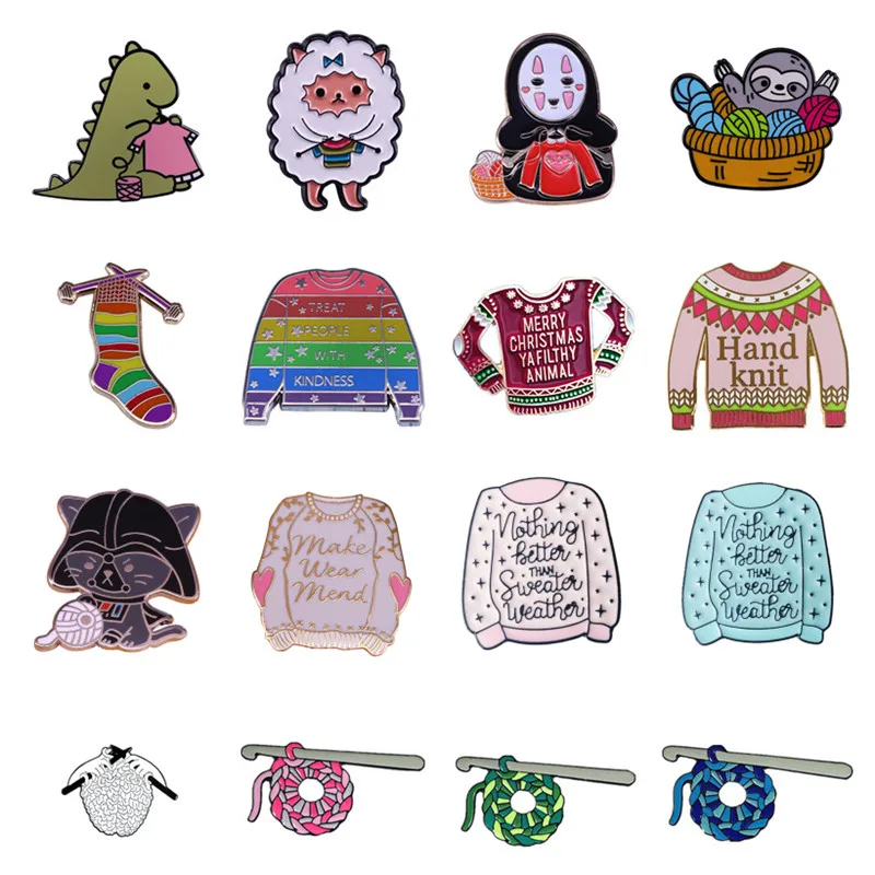 Cartoon Knitting Lover Brooch Animal Knitted Sweater Metal Enamel Badge Fashion Lapel Pin Jewelry Accessory Christmas Gifts
Cartoon Knitting Lover Brooch Animal Knitted Sweater Metal Enamel Badge Fashion Lapel Pin Jewelry Accessory Christmas Gifts