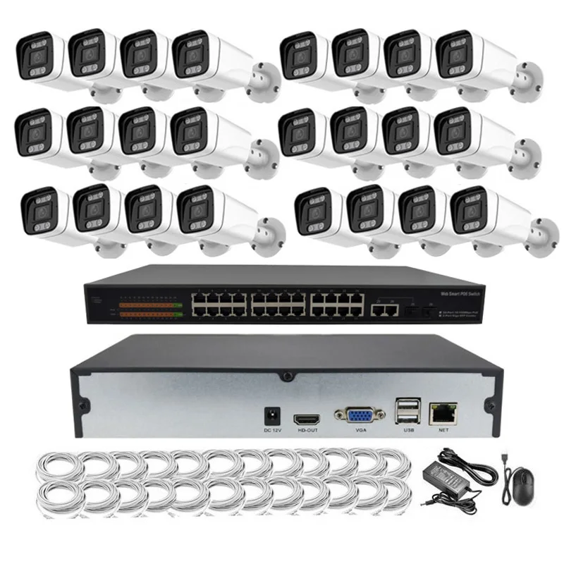 

Xmeye Camera 24 ch 6MP POE NVR KIT IP Camerawith Two Audio Face Recognition Security Camera System Connected to App