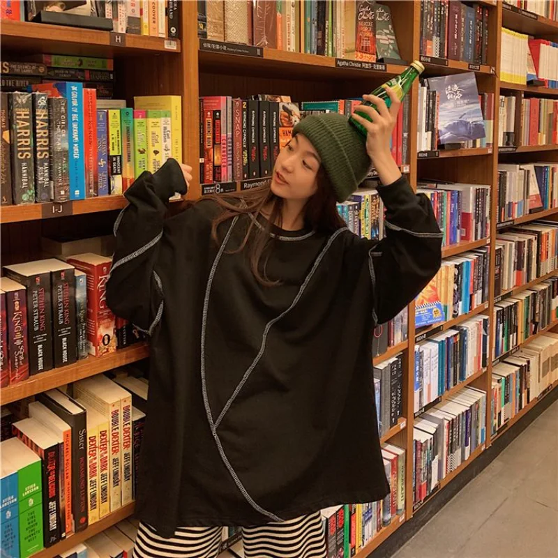 Women Basic Tops Harajuku Sweatshirt BF Style Teens Spring Autumn Streetwear Female Daily Pullovers Korean Style Black White
Women Basic Tops Harajuku Sweatshirt BF Style Teens Spring Autumn Streetwear Female Daily Pullovers Korean Style Black White