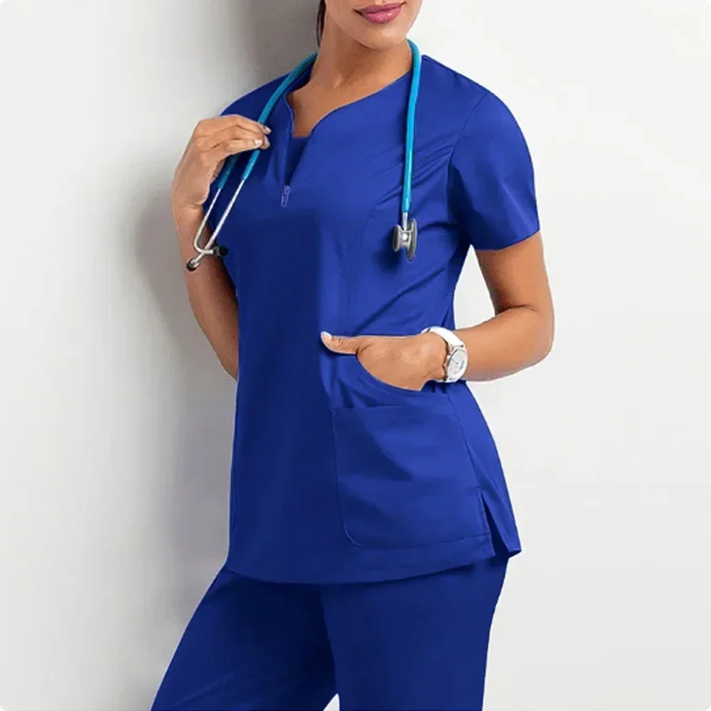 

Surgical Uniforms Woman Scrub Set Medical Nurse Beauty Salon Workwear Clinical Scrubs Top + Pant Spa Doctor Nursing Tunic Suit