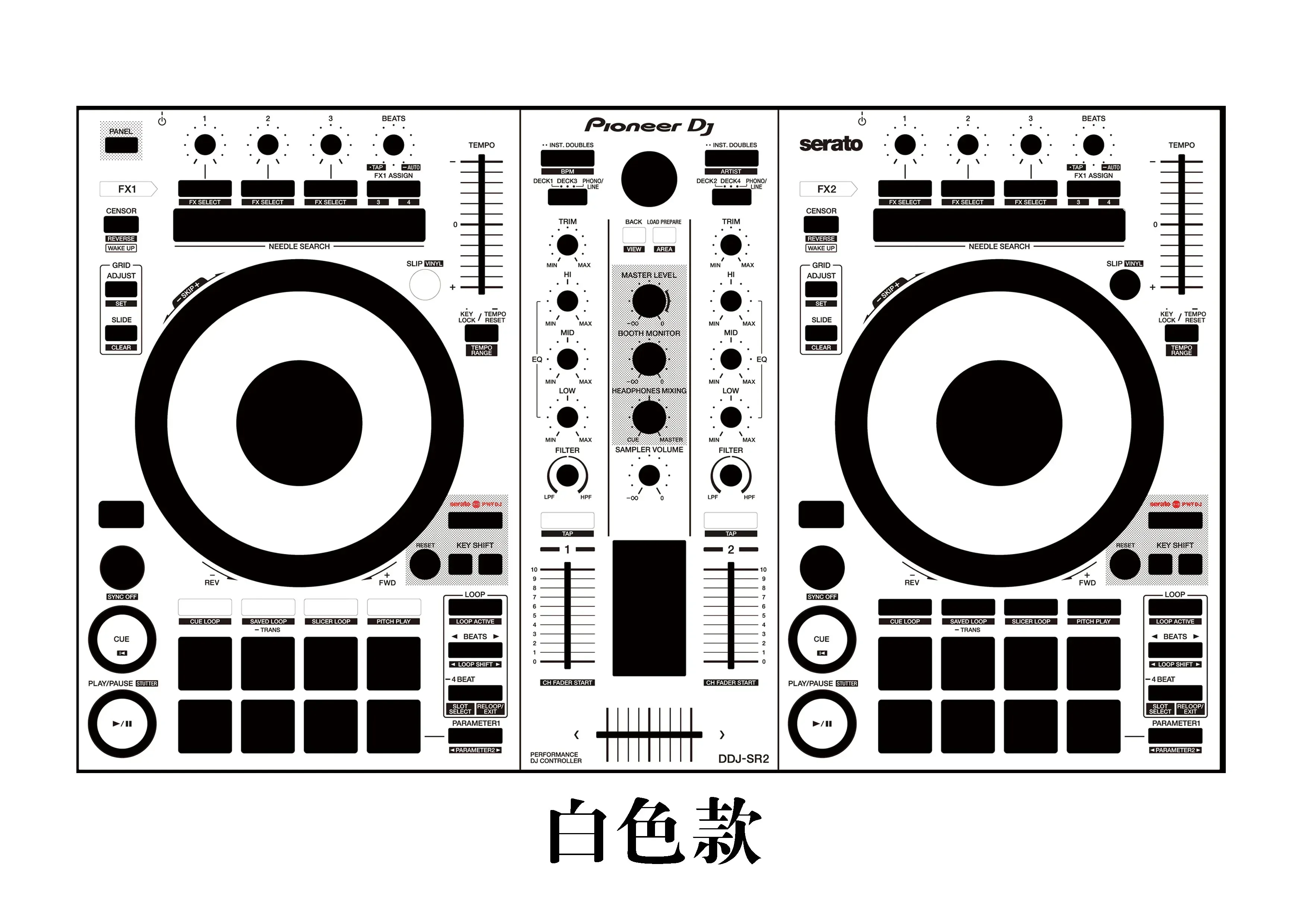 

Pioneer DDJ-SR2 skin controller panel film. Personalized colorful sticker for disc printer, customizable