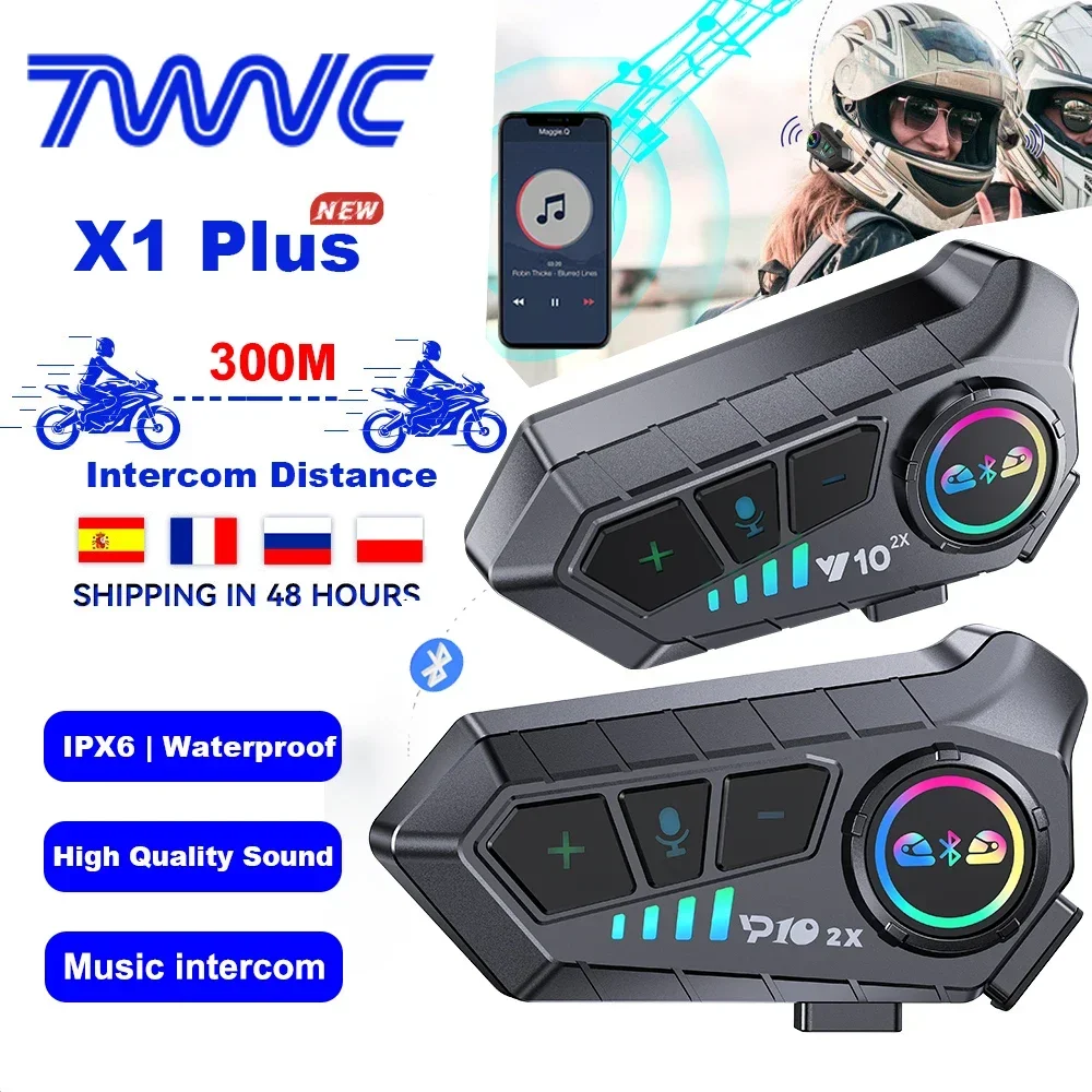 

Y10-2XMotorcycle Helmet Headset Motorcycle Intercom 2 Rider Talk At The Same Time Waterproof Interphone Full Duplex With DSP CVC