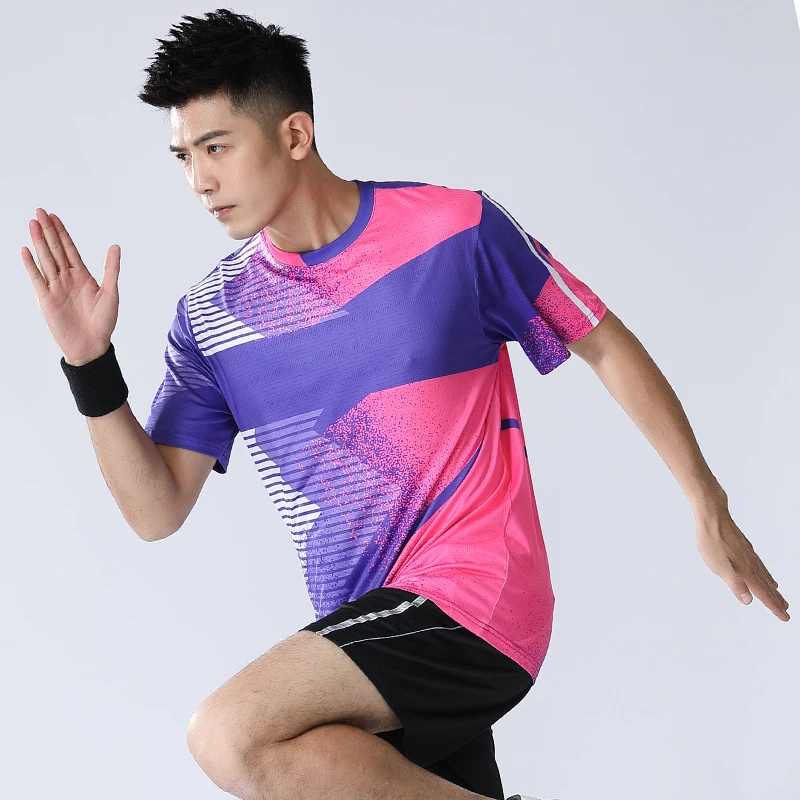 

2022 New Batminton T-shirts Prints Fashion Sport Training Short Sleeve Quick Dry Volleyball Customize Tennis Shirts
