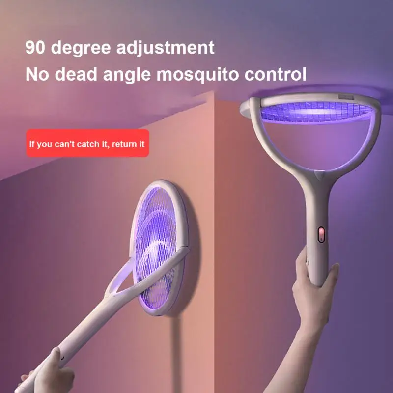 

Electric Insect Racket Mosquito Killer Fly Swatter UV Light USB Rechargeable LED Lamp Summer Mosquito Trap Racket Bug Zappers
