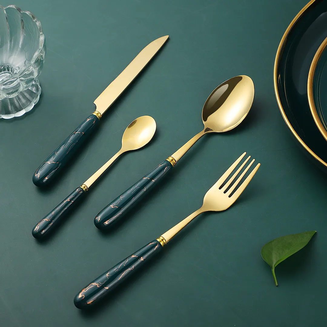 Golden Household Ceramic Handle Cutlery Set 1Pcs set Flatware Stainless Steel Forks Knives Spoons Set Travel Tableware High-End
Golden Household Ceramic Handle Cutlery Set 1Pcs set Flatware Stainless Steel Forks Knives Spoons Set Travel Tableware High-End