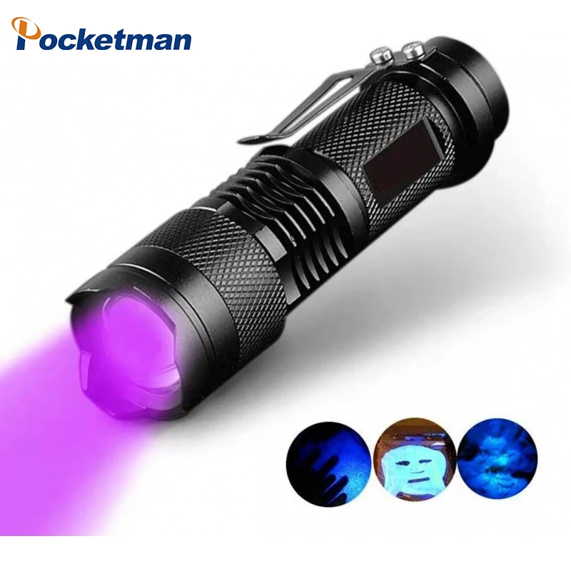 

Mini UV LED Flashlight High Power Torch 395nm Black Light Wavelength Violet Lamp Flash Light Pet Urine Stain Detection Lantern