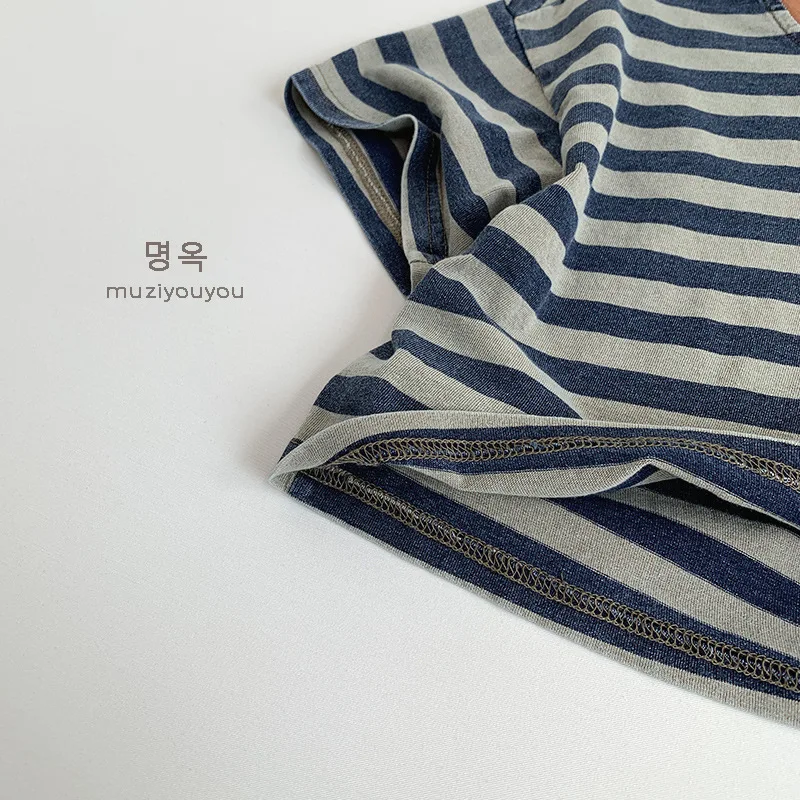 2025 Summer New Children Casual Striped T Shirts Cute Girls Short Sleeve Tops Baby Boys Pocket Tee Infant T Shirts Kids Clothes 8 S463be570c7da4e0eb2034fc069f60d9aU
