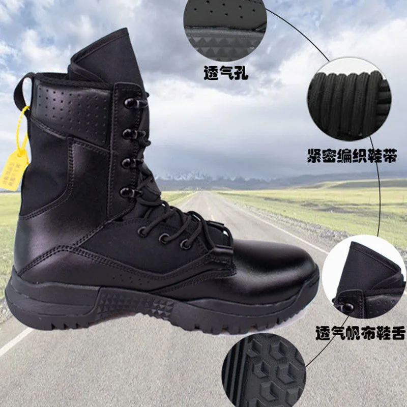 

New Trend Army Men Boots Black Gray Military Combat Boots For Mens Anti-Slippery Tactical Training Man Fashion Hunting Boot Men