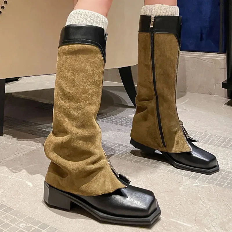 Patchwork Zipper Long Boots Fall Square Head Women Shoes Zapatos Mujer Knee High Botas Femininas
Patchwork Zipper Long Boots Fall Square Head Women Shoes Zapatos Mujer Knee High Botas Femininas