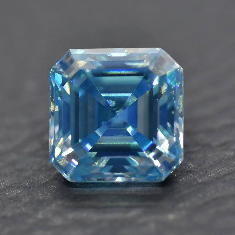 

Moissanite Gemstones Aquamarine Color Asscher Cut Lab Diamond VVS1 Pass Diamond Tester with GRA Certificate Jewelry Material