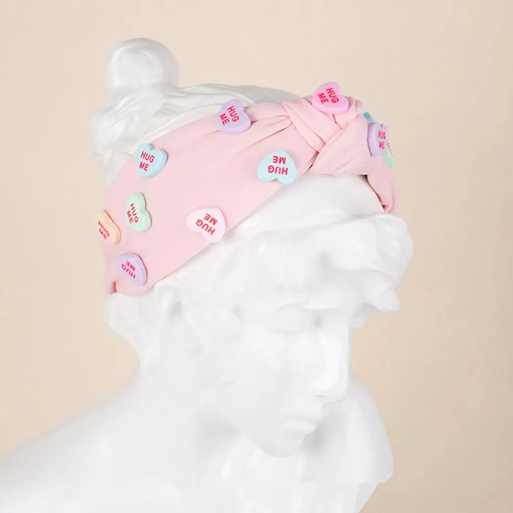 

Повязка на голову Женская эластичная с широким тканевым узлом, украшение для волос с подвеской в форме сердца, День святого Валентина