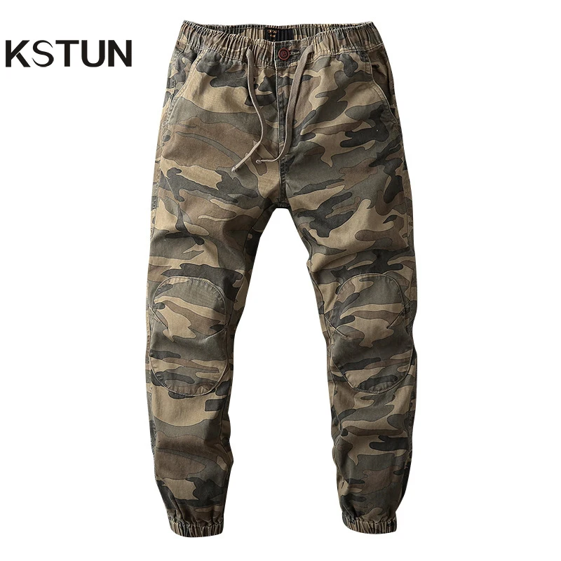

Trendy Cargo Pants Men Joggers Pants Slim 100% Cotton Camouflage Drawstring Streetwear Casual Men's Trousers Full Length KSTUN