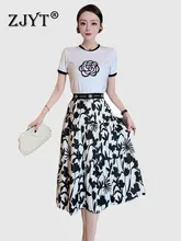 ZJYT Fashion Runway Short Sleeve Floral Print Top and Skirts Sets Summer Outfit Women 2022 New Casual Female Dress Suit 2 Piece
ZJYT Fashion Runway Short Sleeve Floral Print Top and Skirts Sets Summer Outfit Women 2022 New Casual Female Dress Suit 2 Piece