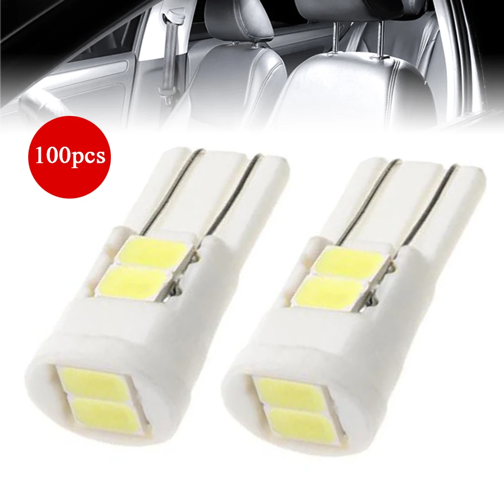 

100PCS T10 W5W 194 168 Car Led Ceramic Side Light Interior Dome Parker Tail Clearance Trunk Lamp White 6SMD 5630