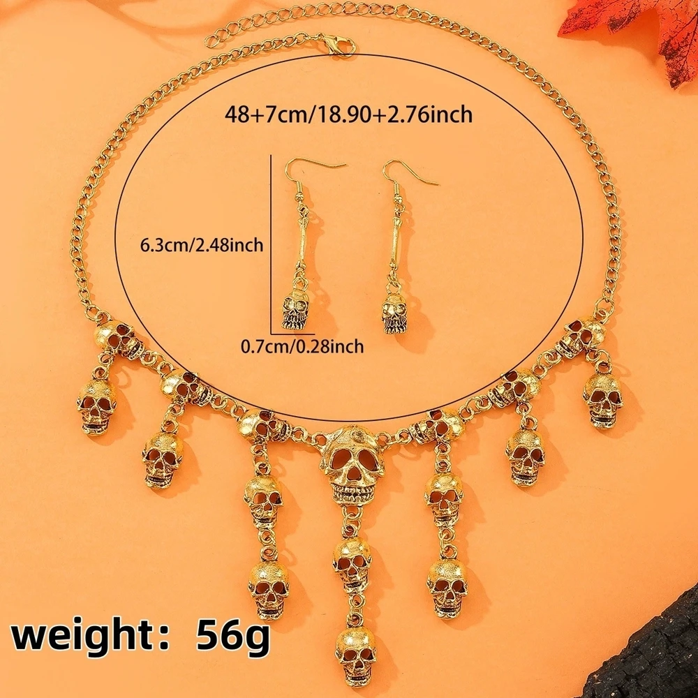 New Halloween Jewelry Punk Vintage Metal Skull Necklace Earrings Set Women's Party Accessories 1 Mallzona S4646cfb5b33b48e2bd48185c3f8523aal New Halloween Jewelry Punk Vintage Metal Skull Necklace Earrings Set Women's Party Accessories Mallzona
