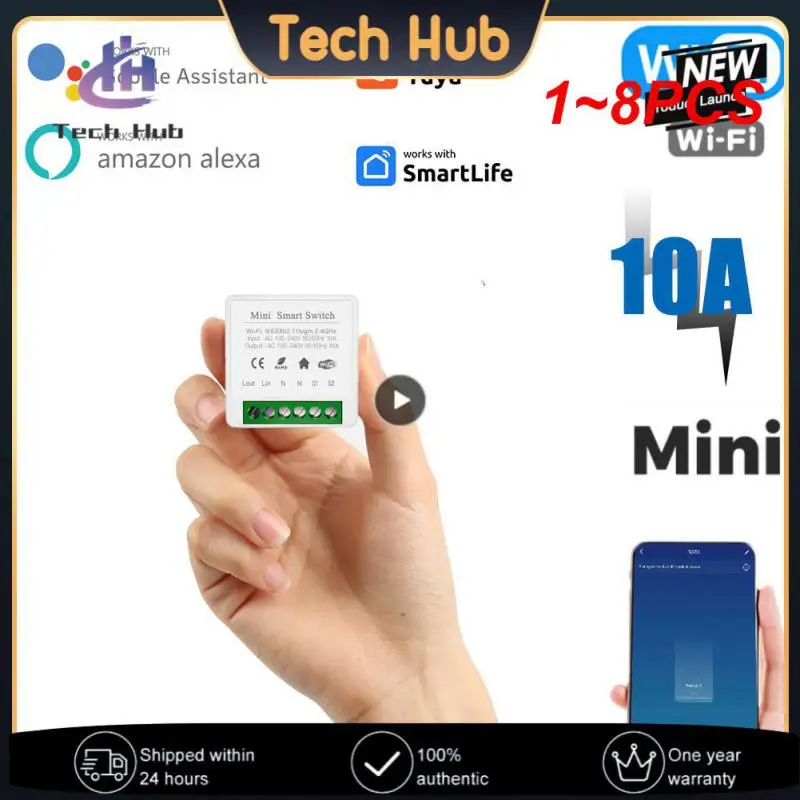 

1~8PCS Smart Switch Wifi 10a Wireless Switches Remote Control Timer Mini Breaker Switch Module Tuya Smart Home Automation