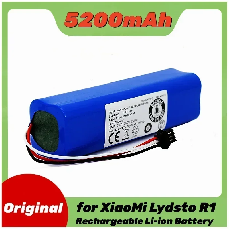

for XiaoMi Lydsto R1 Rechargeable Li-ion Battery Robot Vacuum Cleaner R1 18650 14.4v 5200mAh Battery Vacuum Cleaner Accessories
