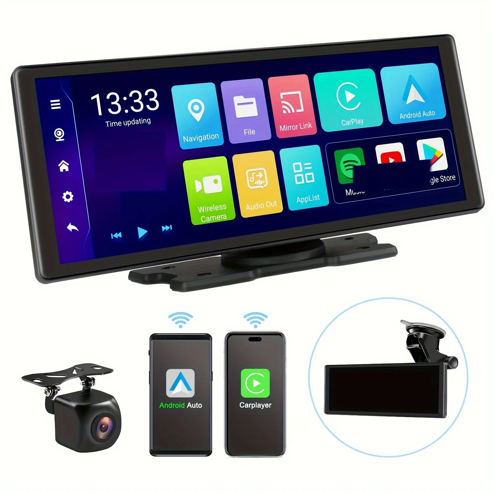 Portable Wireless Carplay Screen with 10.26'' Touch Display, Android Auto, Mirror Link Driveplay, 1080p Backup Camera, and GPS N
Portable Wireless Carplay Screen with 10.26'' Touch Display, Android Auto, Mirror Link Driveplay, 1080p Backup Camera, and GPS N