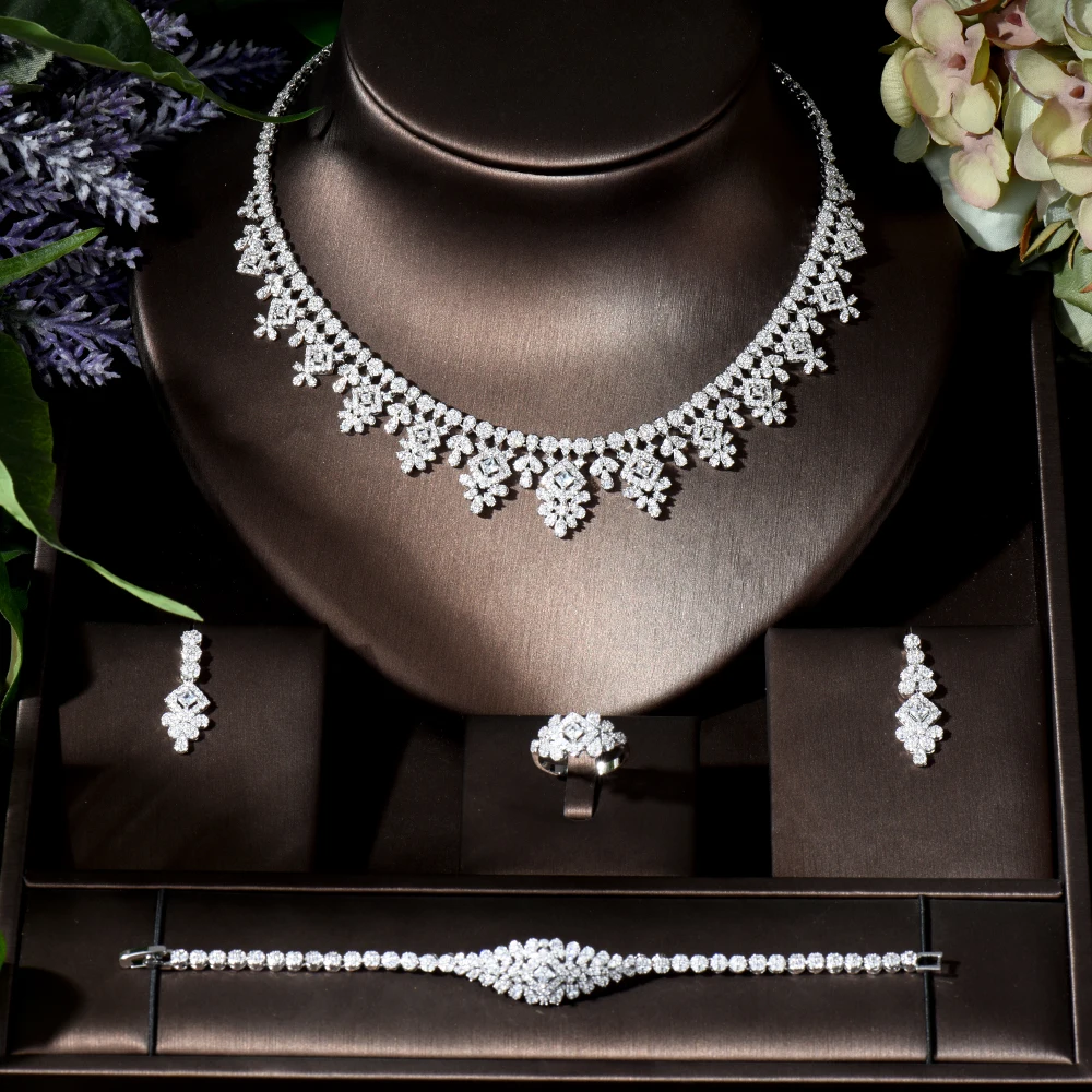 Fashion Beauty 4pcs Necklace and Earring Set for Women Wedding Cubic Zirconia Geometric Design Brilda Jewelry Sets bijoux N-849
Fashion Beauty 4pcs Necklace and Earring Set for Women Wedding Cubic Zirconia Geometric Design Brilda Jewelry Sets bijoux N-849