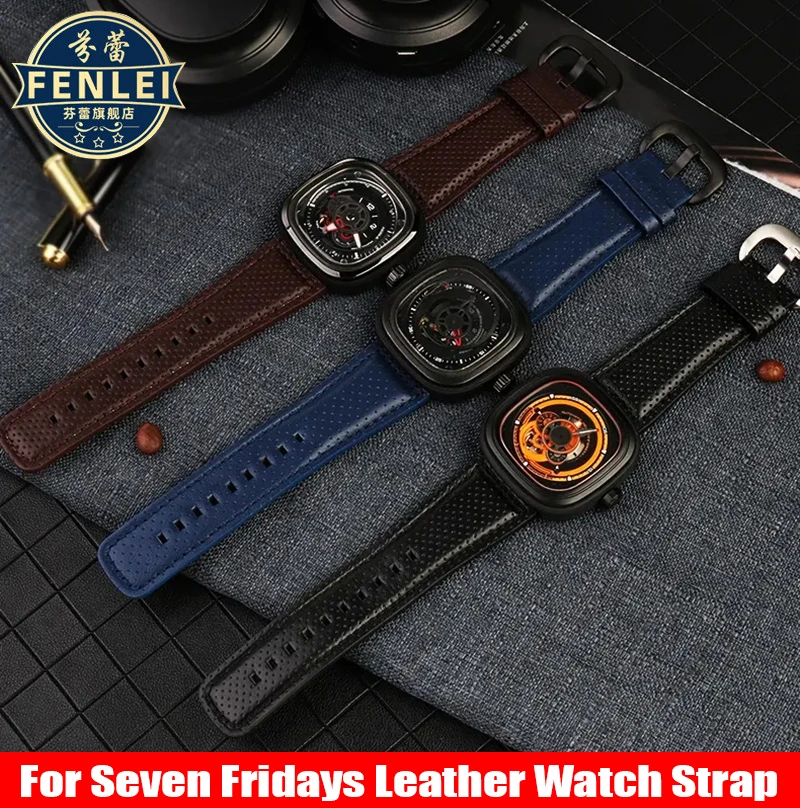 

Cowhide Watchbands For Seven Friday SF-M2/Q201/02/03 P3C/02/SF-M3/04/P1B/01 Strap Genuine Leather Wristband 28mm Men's Bracelet