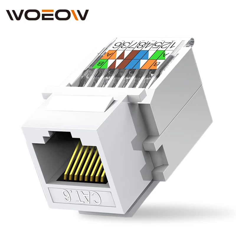 

WoeoW Cat5e Cat6 Tool-Less Keystone Jack Connector Adapter, Keystone Module Connector Internet Network Ethernet LAN Cable