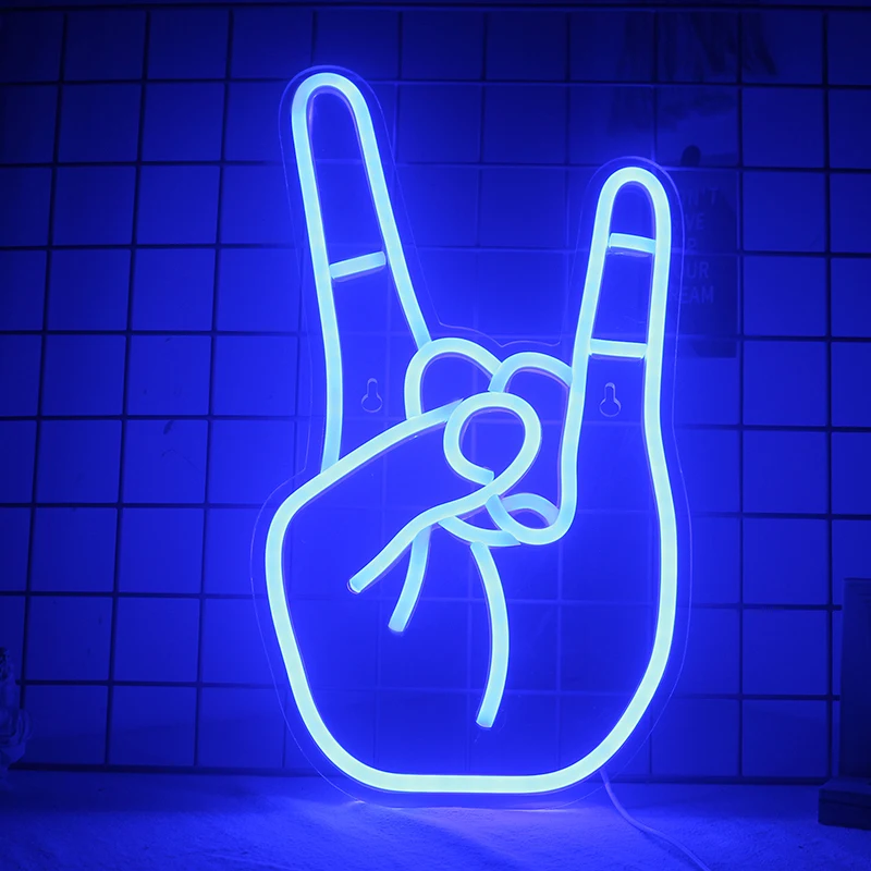 

ineonlife Peace Gesture Led Neon Sign Love Symbol Hand Shape Finger Hanging Wall Light Art Bedroom Decor Lamp Birthday Gift