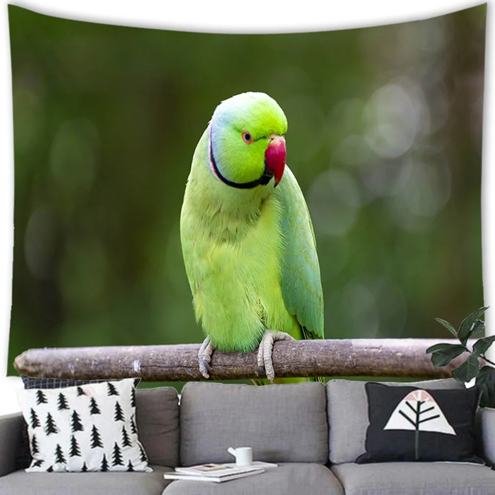 

Wildlife Parrot Tapestry Tropical Jungle Palm Leaf Leaves Birds Green Plants Tapestries Bedroom Living Room Wall Hanging Decor