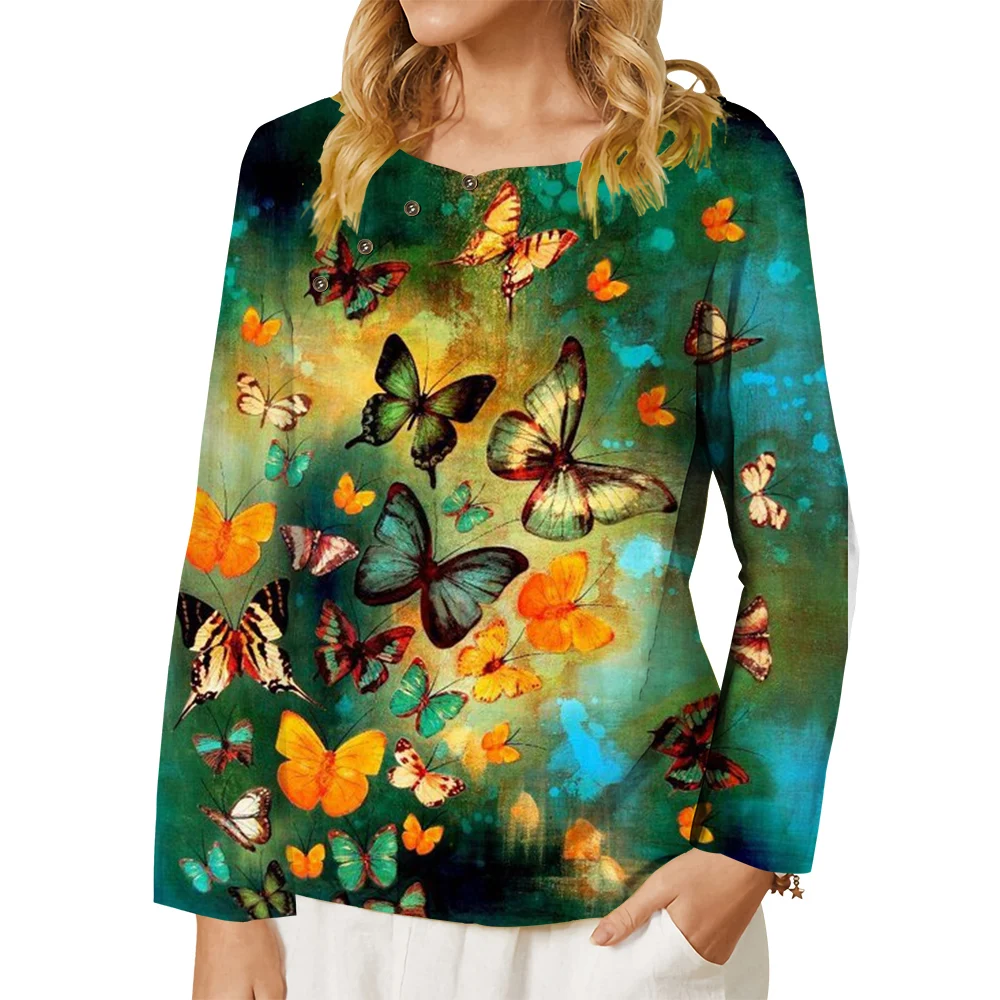 CLOOCL Shirts for Women Autumn Spring Long Sleeve Tops Retro Pattern Print Round Neck Tee Loose Shirt Little Bufferfly Blouse
CLOOCL Shirts for Women Autumn Spring Long Sleeve Tops Retro Pattern Print Round Neck Tee Loose Shirt Little Bufferfly Blouse