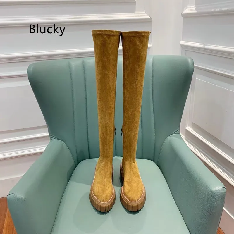 New Women's Thick Sole Leather Solid Over Knee Boots Autumn Fashion Comfortable Casual Outdoor Elastic Boots
New Women's Thick Sole Leather Solid Over Knee Boots Autumn Fashion Comfortable Casual Outdoor Elastic Boots