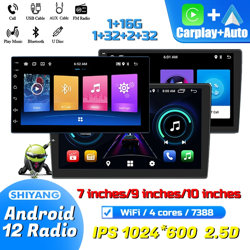 

7-дюймовый автомобильный мультимедийный плеер Android 12, радио со звуком 2din Mp3, Mp5, с Wi-Fi, Gps-навигацией, для Vw, Nissan Hyundai Toyota Mor