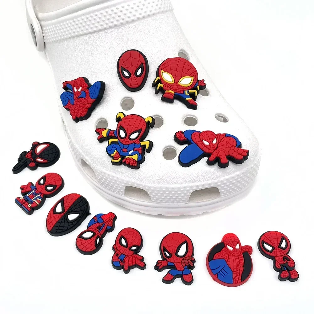 

13Pcs/set Marvel Super Hero Shoe Charms Spiderman PVC shoe Accessories Fit Crocs Clogs Cartoon Sandals Decorate boys Party Gift