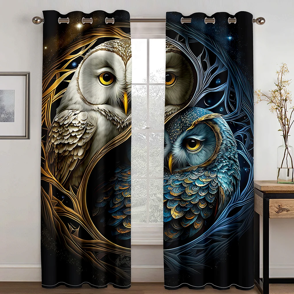 

3D Fantasy Dragon Tiger Lion Owl Five Elements Bagua Style Sunshade Curtains Luxury Living Room Bedroom Home Decor Curtains