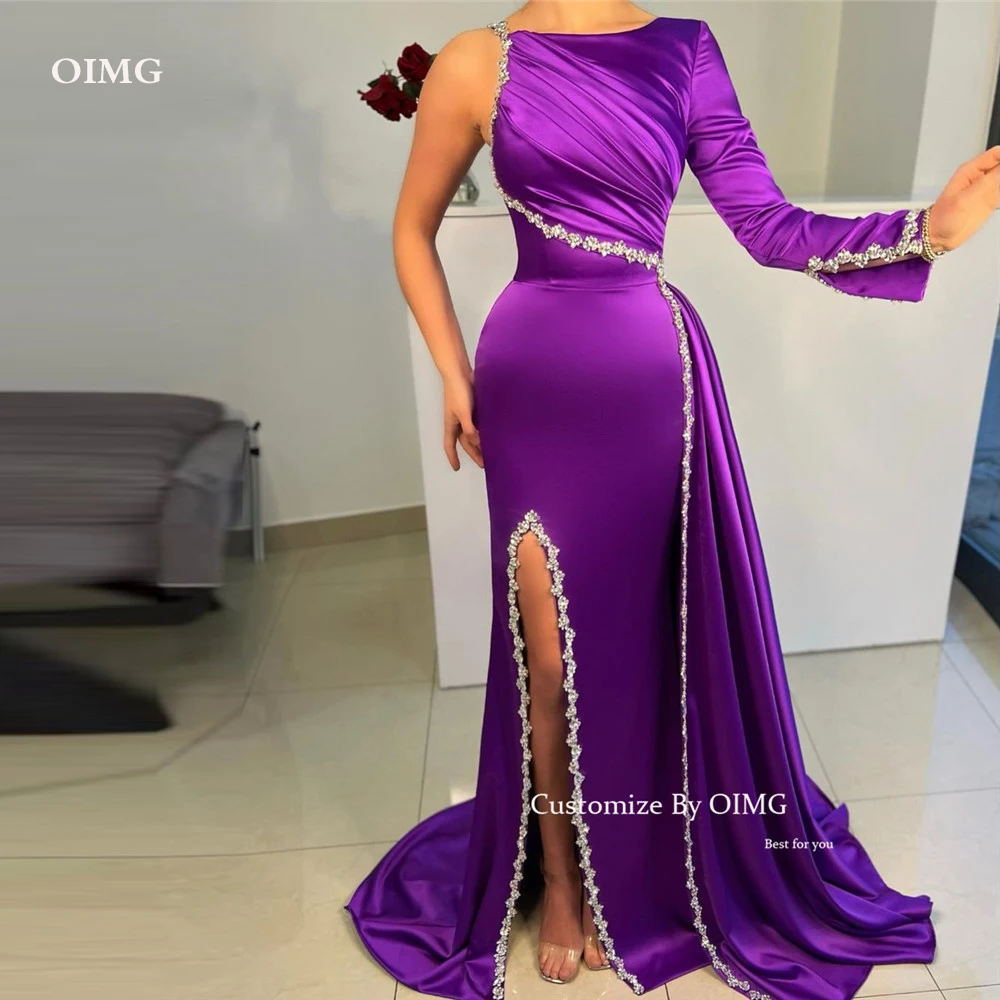 Фиолетовые атласные вечерние платья-русалки OIMG для выпускного вечера на одно плечо с длинным рукавом блестящие нарукавники с разрезом арабские официальные платья для выпускного вечера
Фиолетовые атласные вечерние платья-русалки OIMG для выпускного вечера на одно плечо с длинным рукавом блестящие нарукавники с разрезом арабские официальные платья для выпускного вечера