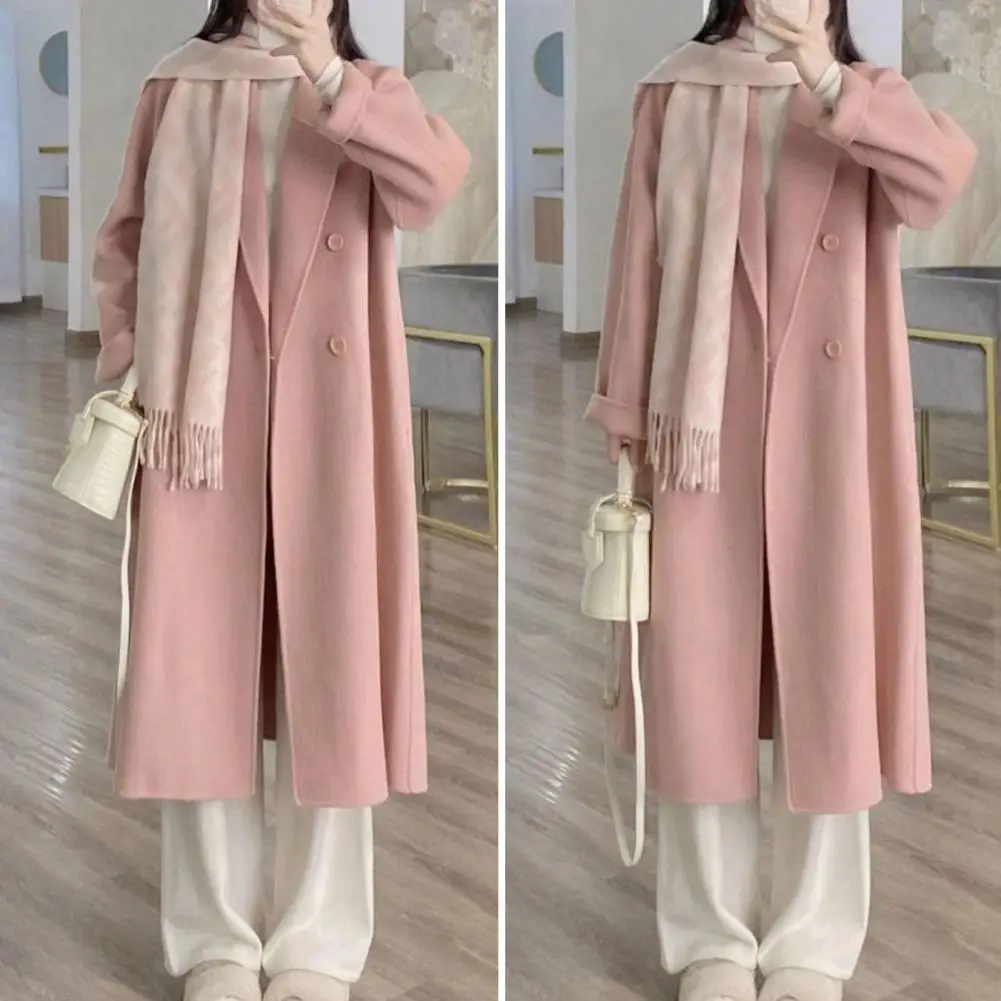 Warm Women Outerwear Women Loose Jacket Thickened Windproof Warm Women's Double-breasted Trench Coat with Lapel Pockets Long 
Warm Women Outerwear Women Loose Jacket Thickened Windproof Warm Women's Double-breasted Trench Coat with Lapel Pockets Long