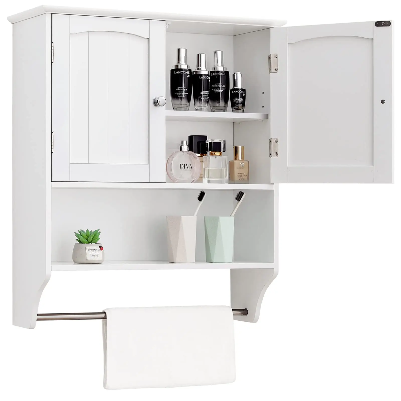 

Wall Cabinet with Doors & Adjustable Shelf - Bathroom Cabinet Wall Mounted, Medicine Cabinet, White