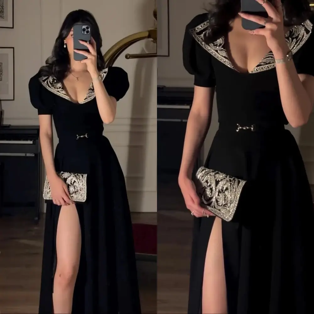 

Изысканное шифоновое платье с V-образным вырезом, а-силуэт, длиной до колена, элегантное кружевное платье для вечеринок, 2023