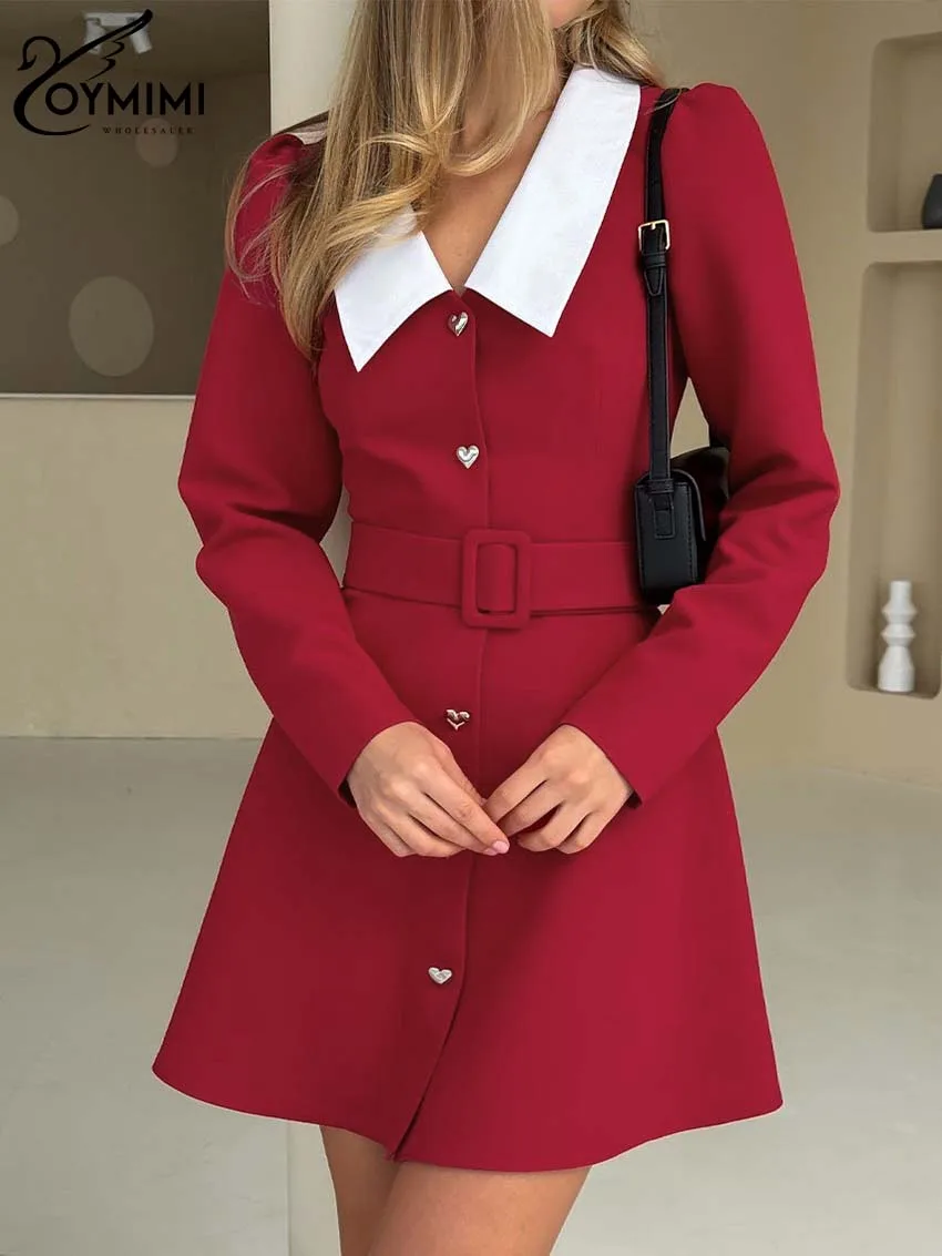 Oymimi Elegant Red Patchwork Dresses For Women Fashion Long Sleeve Lace-Up Dresses Spring New A-Line Mini Dress Female Clothing
Oymimi Elegant Red Patchwork Dresses For Women Fashion Long Sleeve Lace-Up Dresses Spring New A-Line Mini Dress Female Clothing