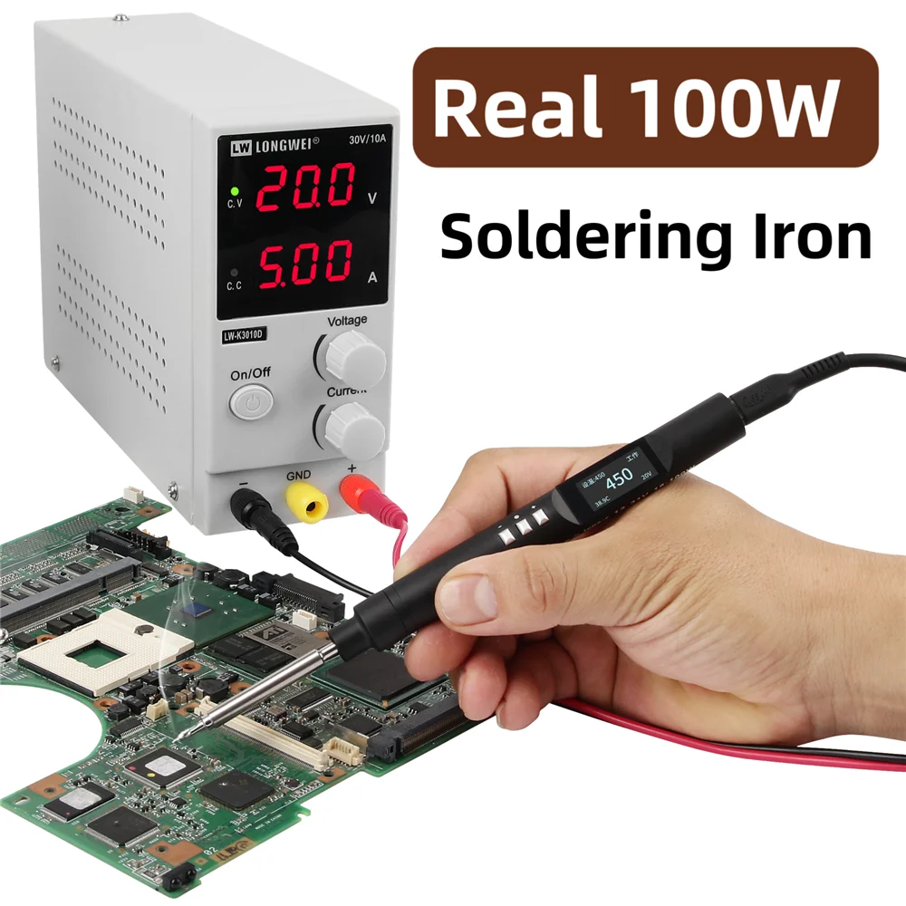PTS200 65W Smart Electric Soldering Iron 50-450℃ Temperature Controllable Soldering Station For T12 T-S Series Soldering Tips
PTS200 65W Smart Electric Soldering Iron 50-450℃ Temperature Controllable Soldering Station For T12 T-S Series Soldering Tips