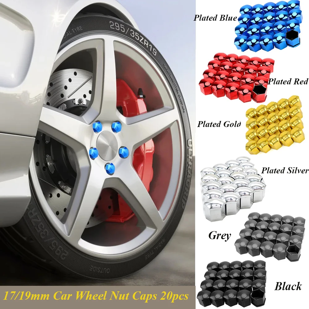 

17mm/19mm 20Pcs Car Wheel Nut Caps Protection Covers Caps Auto Hub Screw Cover Black Car Tire Bolt Nut Cap Tyre Decoration