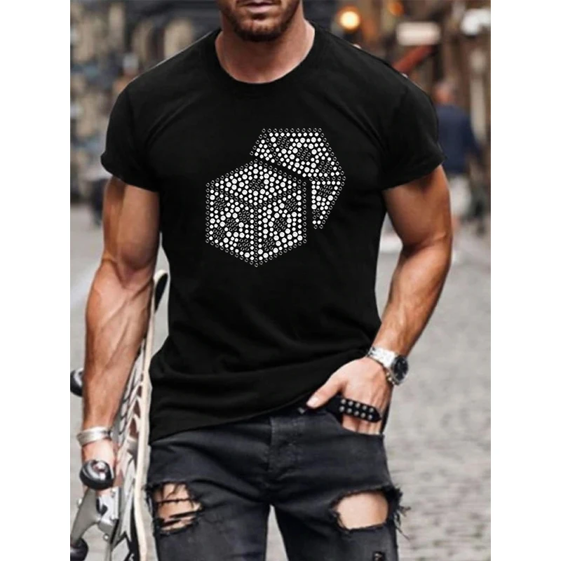 Men's Fashion Oversized T-Shirts Dice Hot Drill Tee Tops Short Sleeve O-Neck Rhinestone Party Men Clothing Tshirt Y2K Quality
Men's Fashion Oversized T-Shirts Dice Hot Drill Tee Tops Short Sleeve O-Neck Rhinestone Party Men Clothing Tshirt Y2K Quality