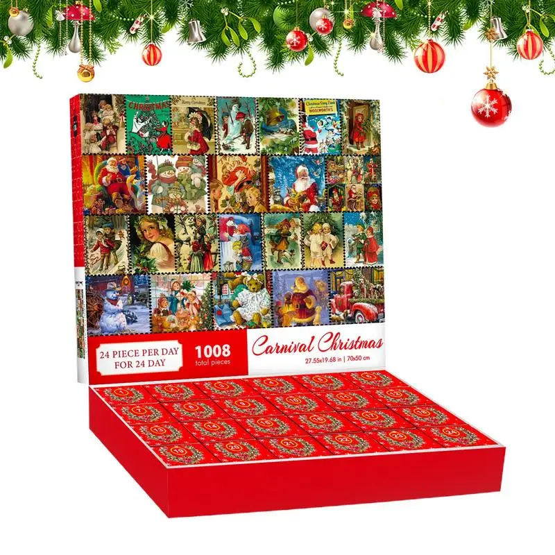 

Advent Calendar 2023 Christmas Puzzle for Kids and Adults 24 Days Countdown Calendars for Boys Girls 1008 Pieces Puzzle 24 Boxes