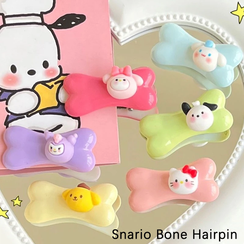 

Cartoon Sanrio Bone Hairpin Kawaii Anime Cinnamoroll Hello Kitty Kuromi Melody Pachacco Purin Sweet Hairpins Hair Accessories