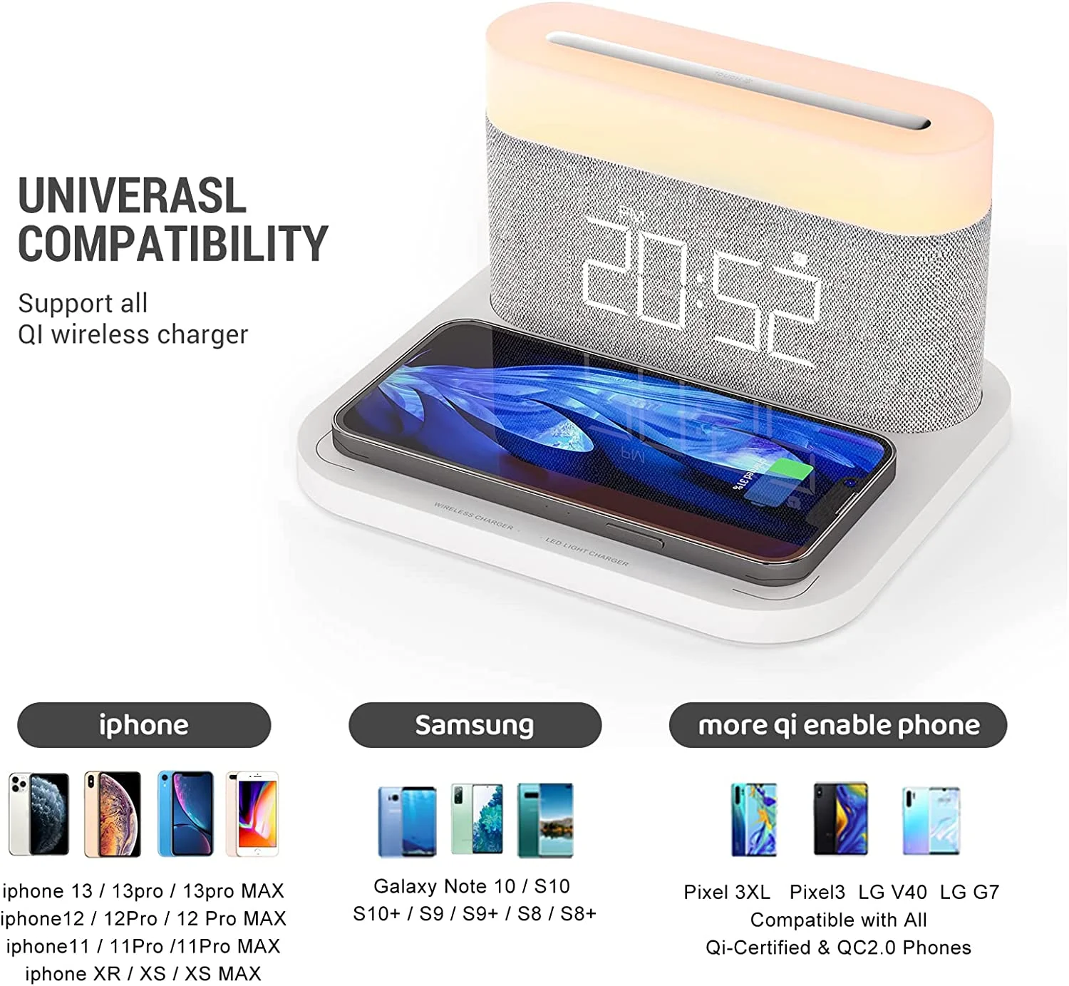 Digital Alarm Clock with LED Night Light Wireless Charging 15W Max Touch Bedside Lamp Snooze QI Wireless Charger Living Room
Digital Alarm Clock with LED Night Light Wireless Charging 15W Max Touch Bedside Lamp Snooze QI Wireless Charger Living Room