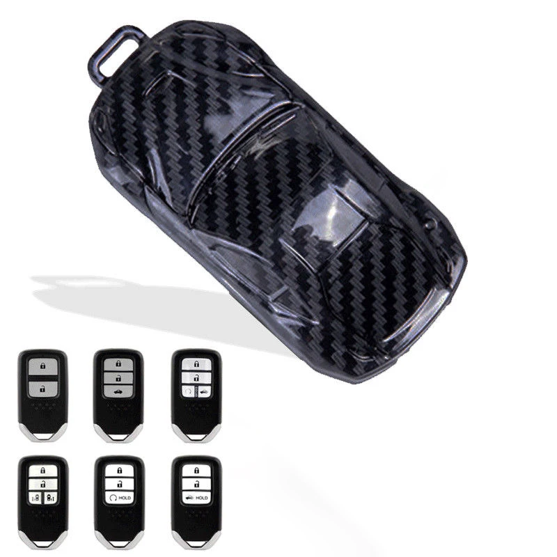 

Carbon Fiber Car Styling for Honda Accord Civic CR-V Fit HR-V Pilot EX Odyssey Insight Smart Remote Car Key Case Cover Fob Bag