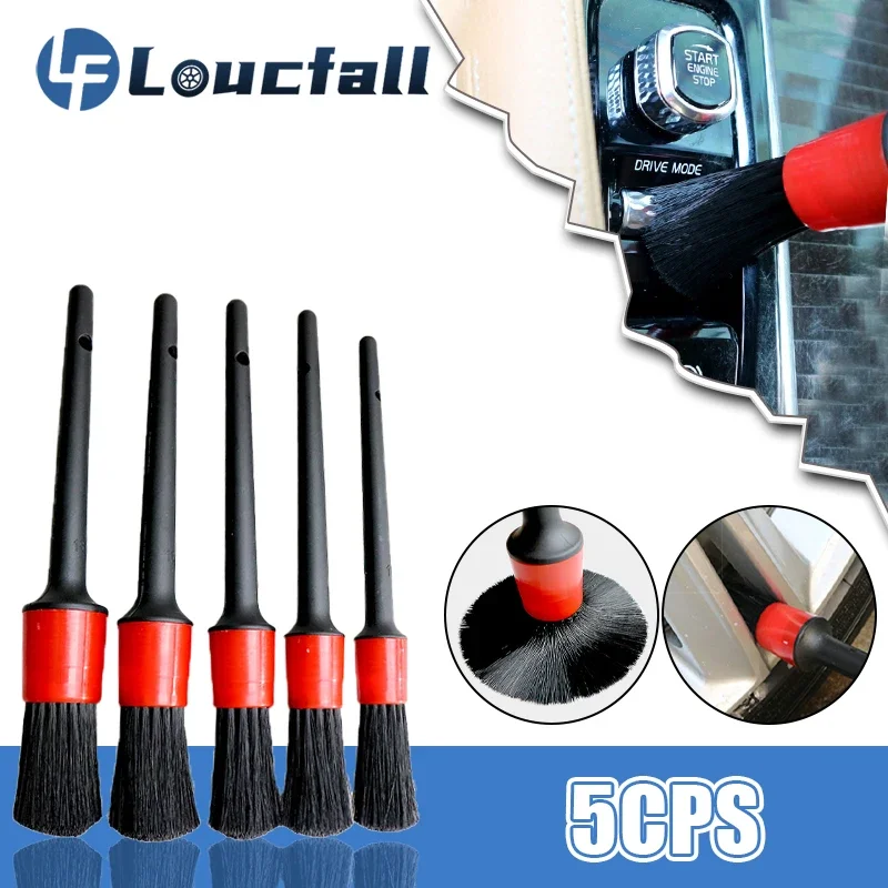 

New 5Pcs Car Exterior Interior Detail Brush Boar Hair Bristles Brush for Car Cleaning Auto Detail Tools Dashboard Cleaning Brush