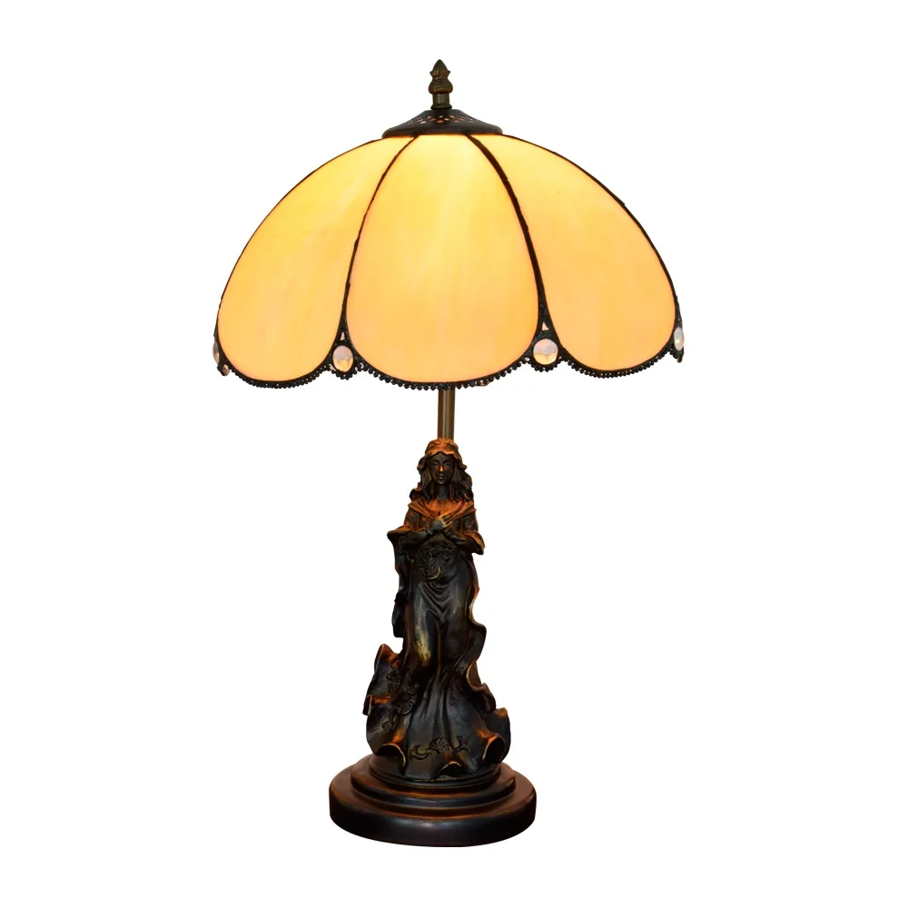 

Винтажная настольная лампа Тиффани, Витраж 12 дюймов, европейская ретро-лампа в средиземноморском стиле, для гостиной, столовой, спальни
