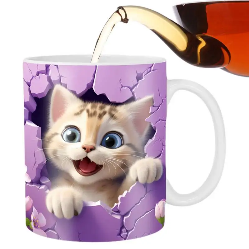 

Cat Coffee Mugs 3D Effect Cat Ceramic Tea Cup For Water Hot Water Cold Water Coffee Milk Funny And Creative Offices Accessory