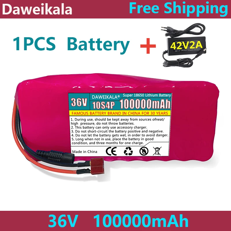 New 36V 10S4P 100Ah Battery Pack 1000W High Power Battery 100000mAh 42V2A Ebike Electric Bike BMS+42V2A Charger Free Shipping
New 36V 10S4P 100Ah Battery Pack 1000W High Power Battery 100000mAh 42V2A Ebike Electric Bike BMS+42V2A Charger Free Shipping