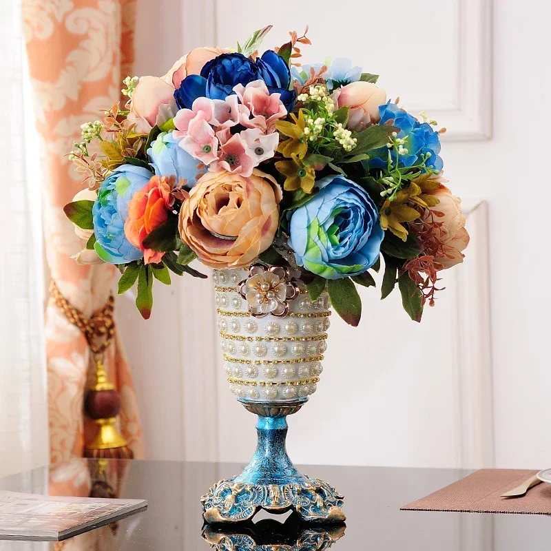 

Роскошная Бриллиантовая каучуковая ваза в европейском дворцовом стиле, статуэтки, Ремесла, Декор для дома, тарелка для фруктов в отеле, искусственный цветочный горшок, украшение