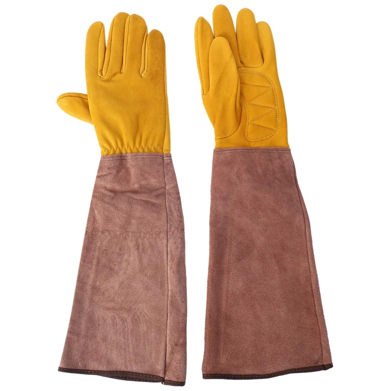 

Gardening Gloves For Women And Men Thron Proof Rose Pruning Cow Leather Gloves With Long Forearm Protection Gauntlet